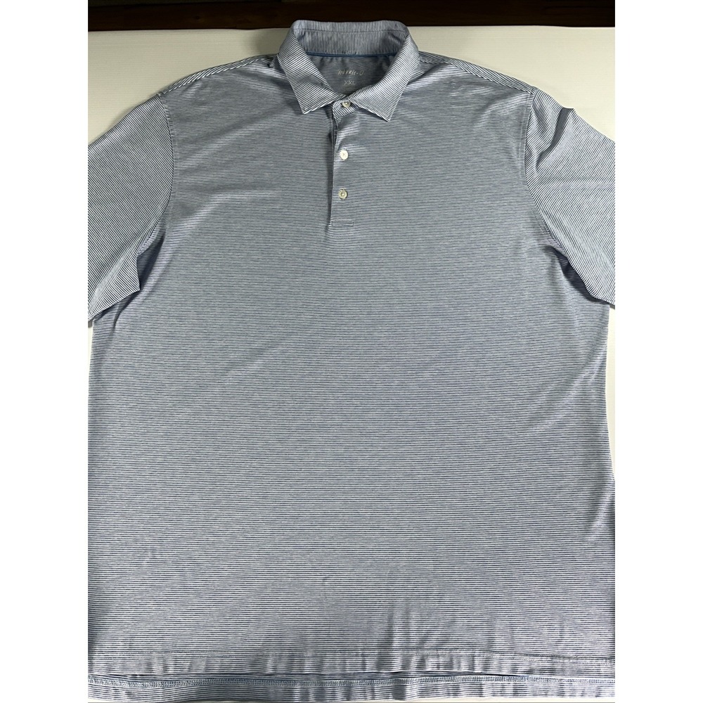 Johnnie-O Polo Shirt Mens XXL Blue Lyndon Stripe Golf Performance Stretch Knit